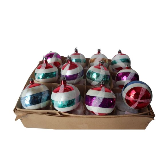 12 Vintage Mercury Glass Christmas Ornaments Hand Painted Mica Poland 1930's - Picture 5 of 5